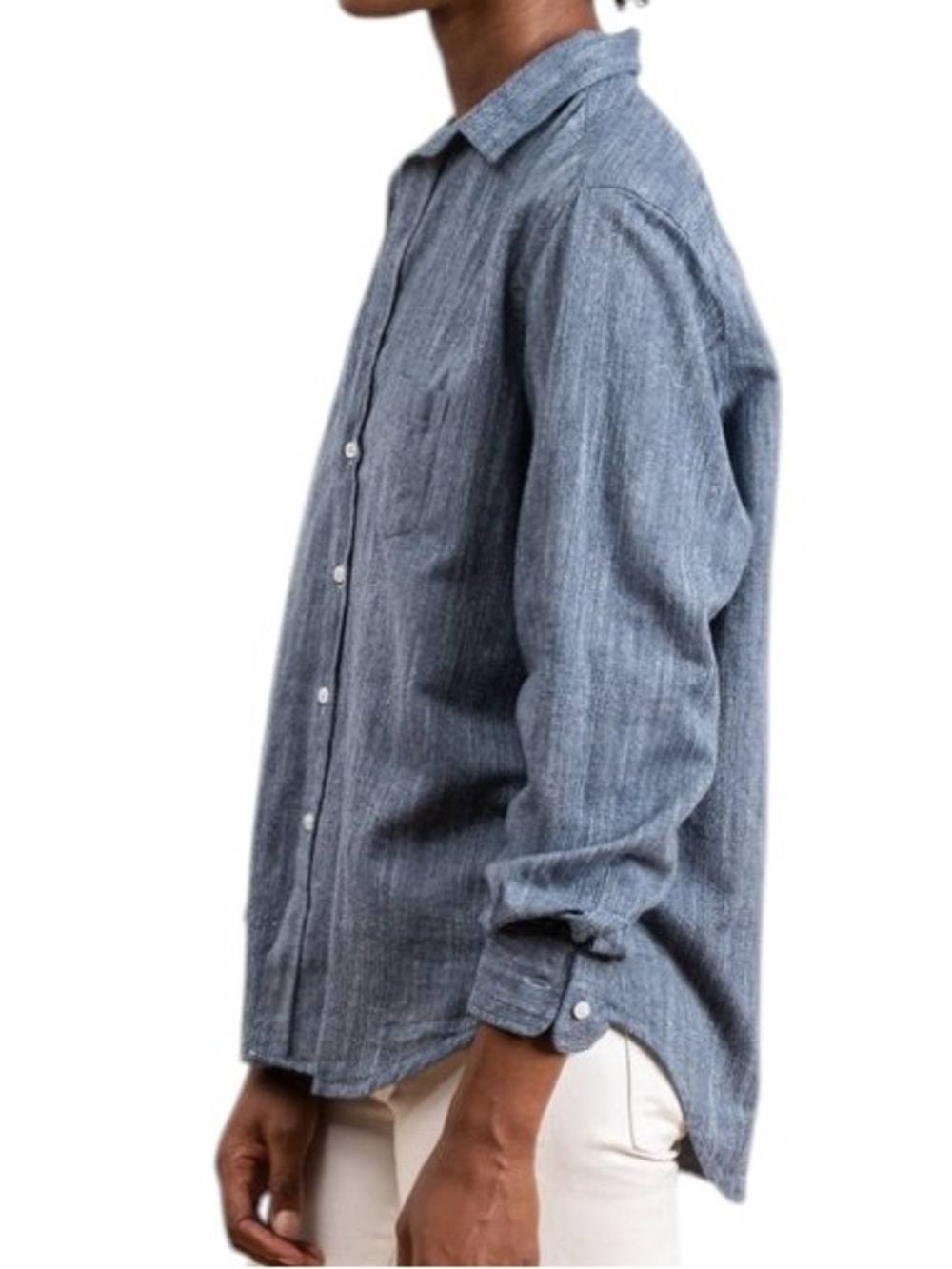 Frank & Eileen EILEEN Washed Indigo Flannel Button Down Shirt Size Medium - Picture 2 of 12
